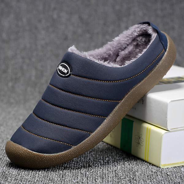 Warme heren pantoffels met dikke voering, robuuste zool voor binnen, heerlijk comfort.