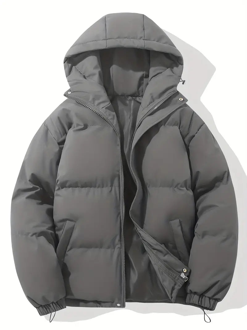 "Warme winterjas voor heren met capuchon, klassiek design en duurzame materialen voor ultieme stijl en comfort."