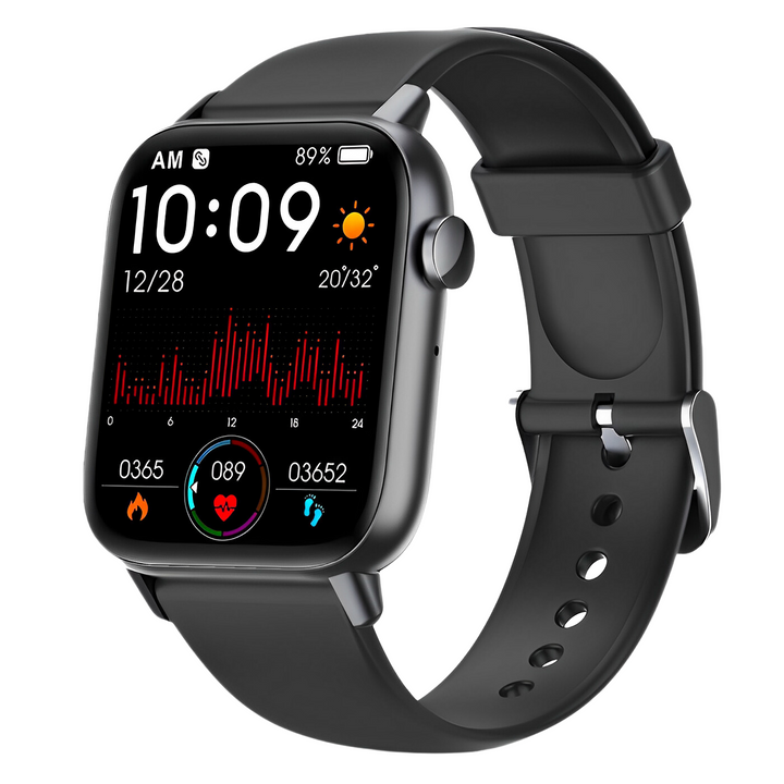 Opladende smartwatch, klaar voor uitgebreide welzijnsmonitoring en fitnessactiviteiten.