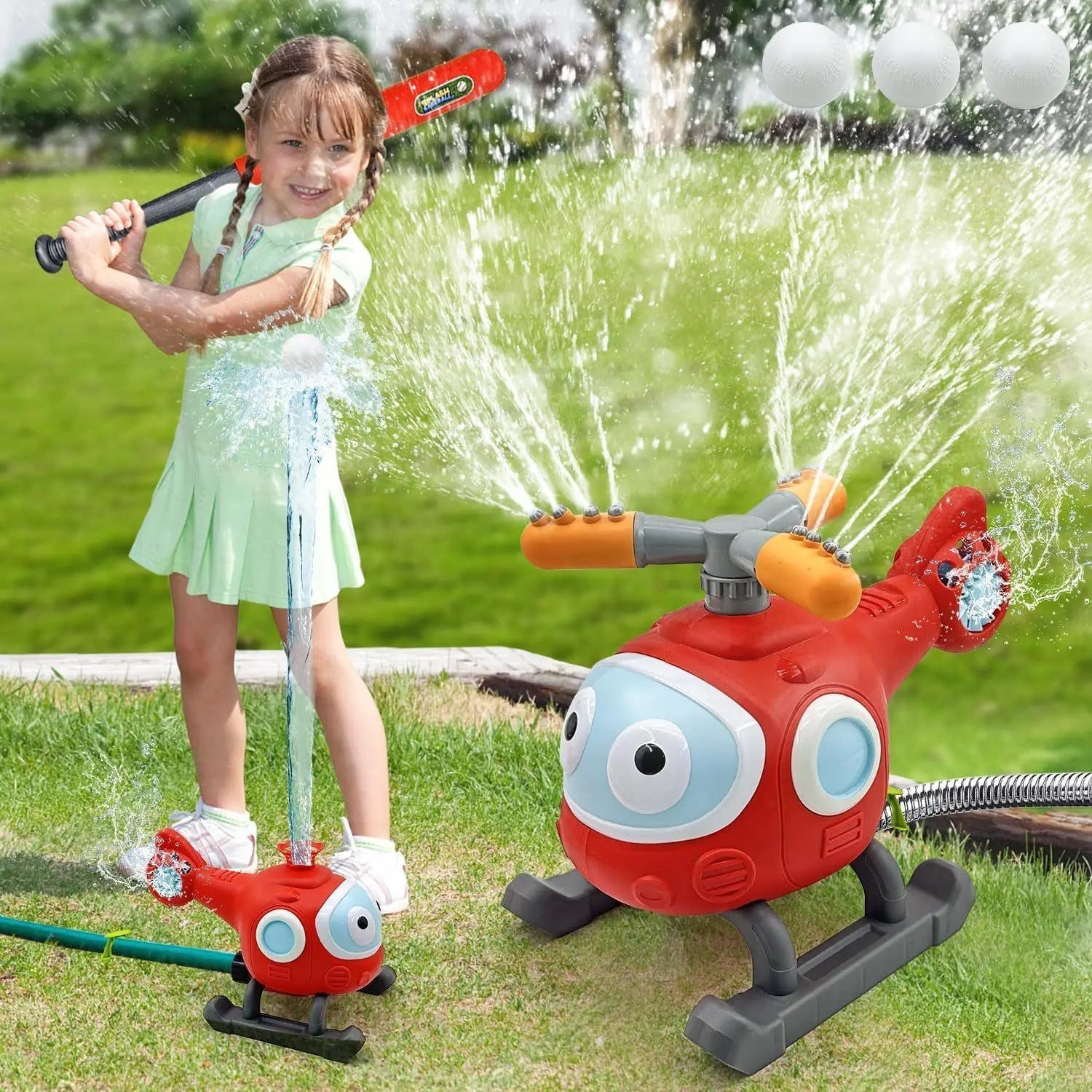 "WaterCopter speelgoed, kleurrijk ontwerp, spuit verkoelend water, ideaal voor kinderen, zomerpret in de tuin."
