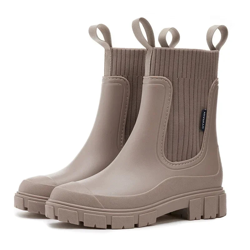 Dames waterdichte Chelsea boots met antislipzool, ideaal als winterlaarzen en comfortabele regenlaarzen.