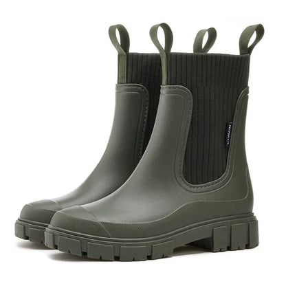"Waterdichte Chelsea boots voor dames met antislipzool, elastische instap en moderne stijl in bruine tint."