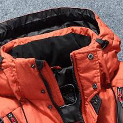"Waterdichte heren ski jas, RegularFit, oranje, gewatteerd voor warmte, ideaal voor winteravonturen."