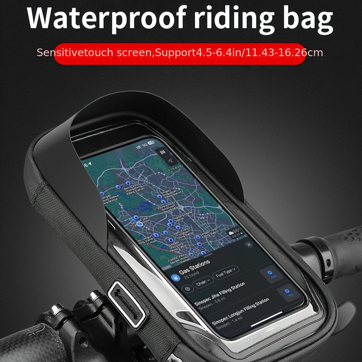 Universele waterdichte fietshouder & motorhouder met touchscreen, perfect voor navigatie.