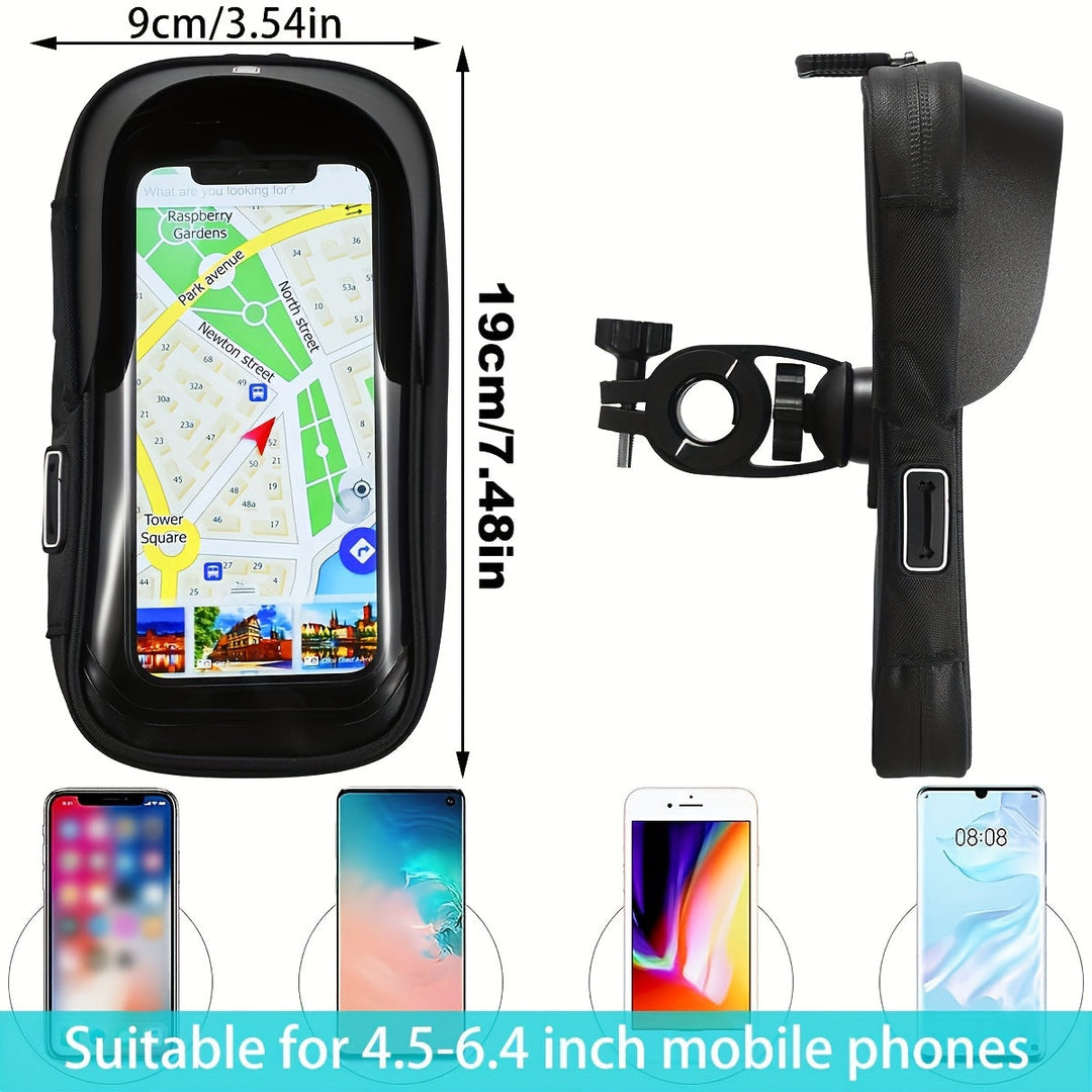 Veilige waterdichte telefoonhouder voor fiets & motor; beschermt smartphone tijdens regen, 360° draaibaar.