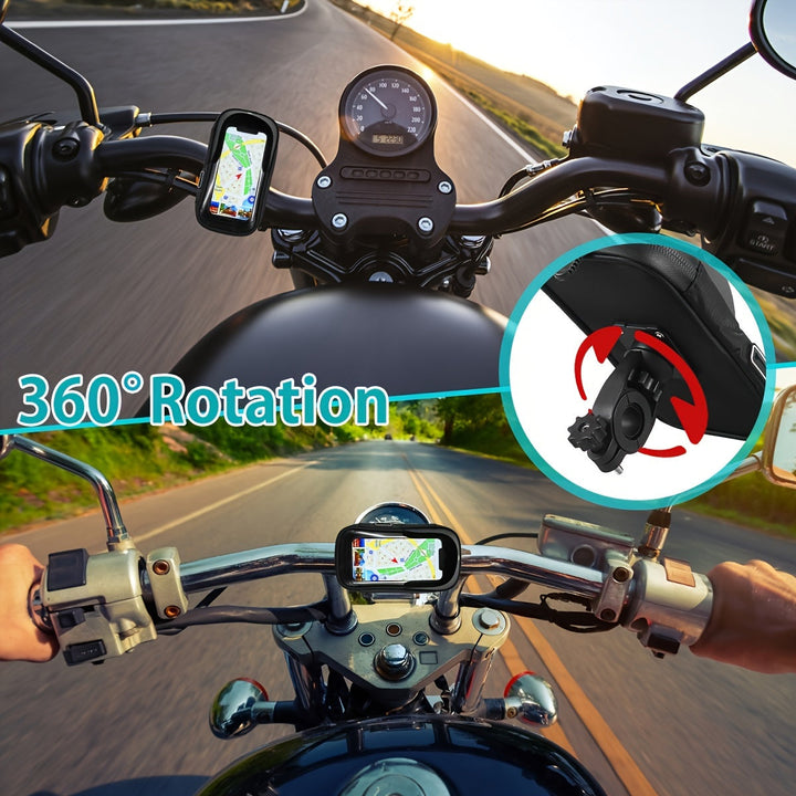 Monteer je smartphone veilig met deze waterdichte 360° roteerbare fietshouder & motorhouder voor navigatie.