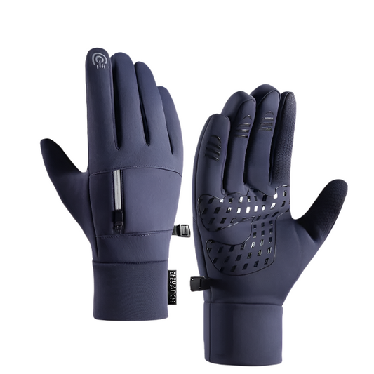 "Waterdichte thermohandschoenen met touchscreen, fleece voering, anti-slip palm; ideaal voor winteractiviteiten"