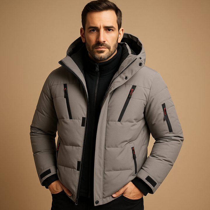 Stijlvolle en warme heren parka winterjas, waterdicht en comfortabel. Ideaal voor koud weer en buiten.