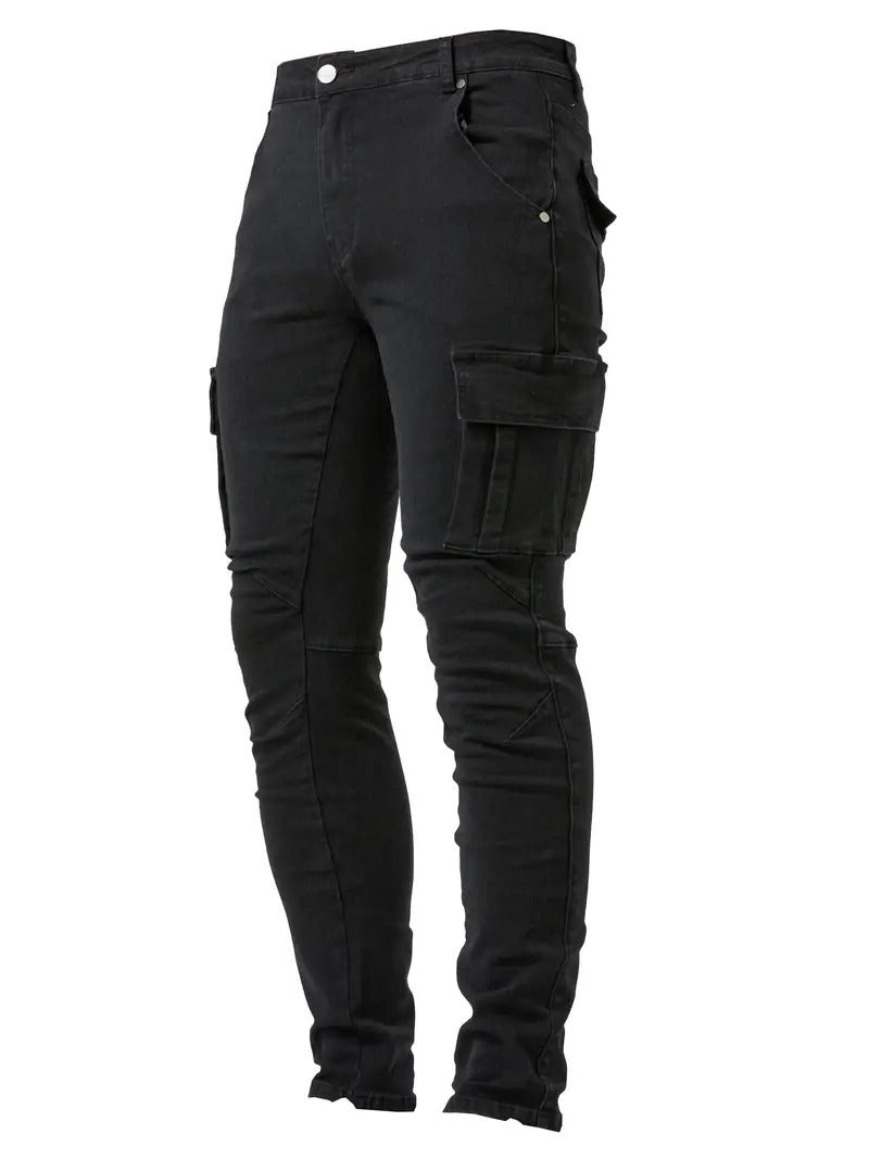 Stijlvolle heren cargo broek met handige zakken en stretchstof, perfect voor streetwear en vrijetijd.