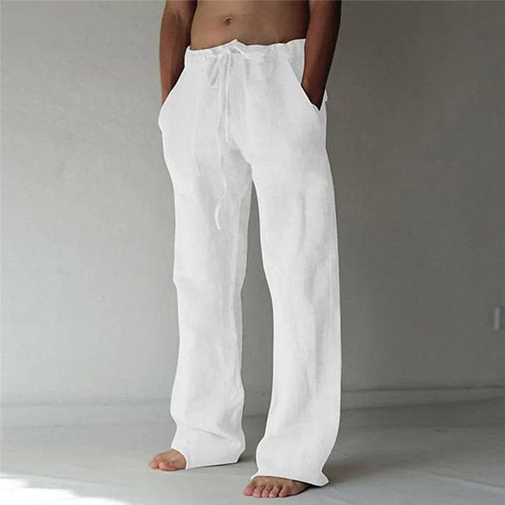 Heren linnen broek met rechte pijp, ademend en comfortabel, ideaal voor casual lente & herfst streetwear.