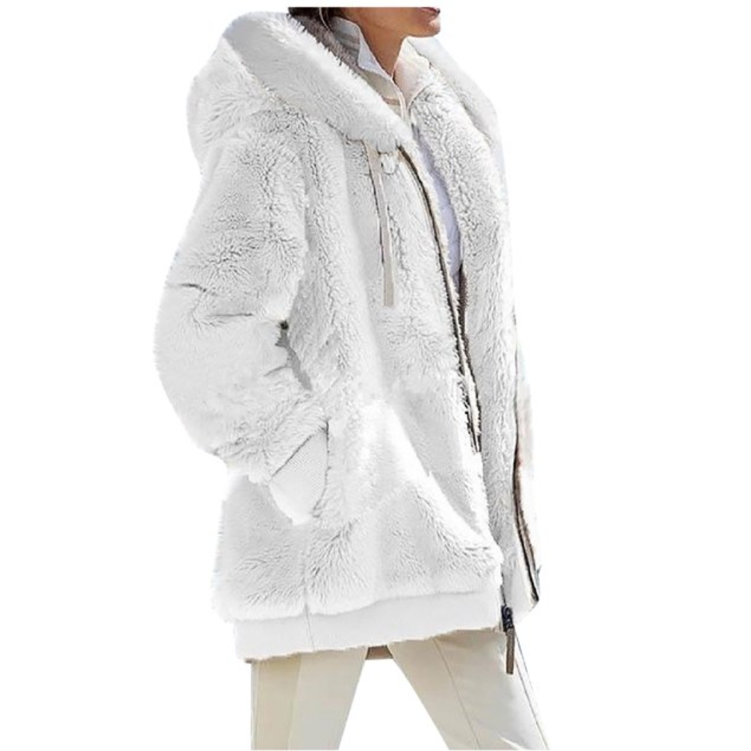 Comfortabel kasjmierfleece hoodie damesvest, veelzijdig voor wintermode, warm en stijlvol.
