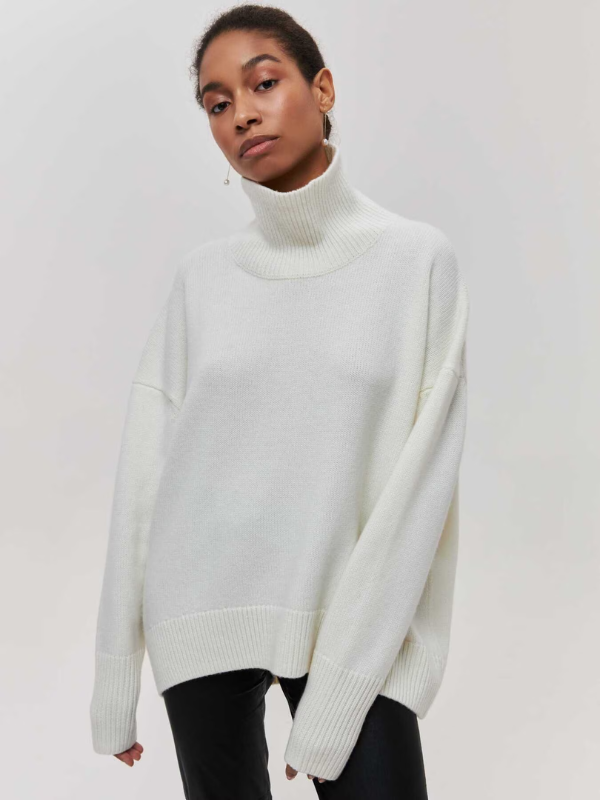 Dames gebreide coltrui, een essentieel warm en stijlvol kledingstuk voor de winter.