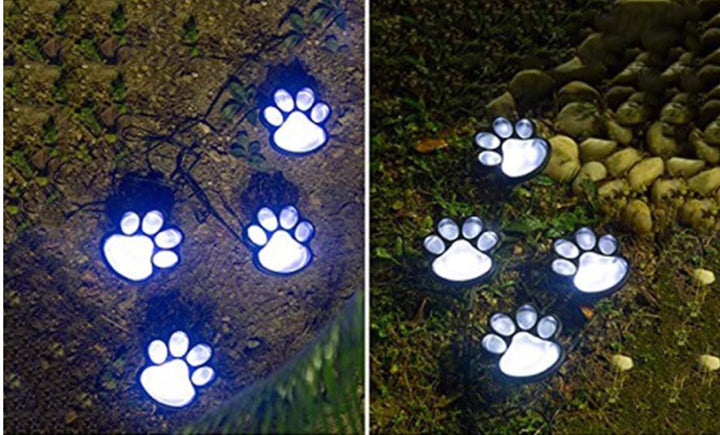 Hondenpoot solar LED lamp voor sfeervolle tuinverlichting. Energiezuinige en waterdichte buitenlamp.