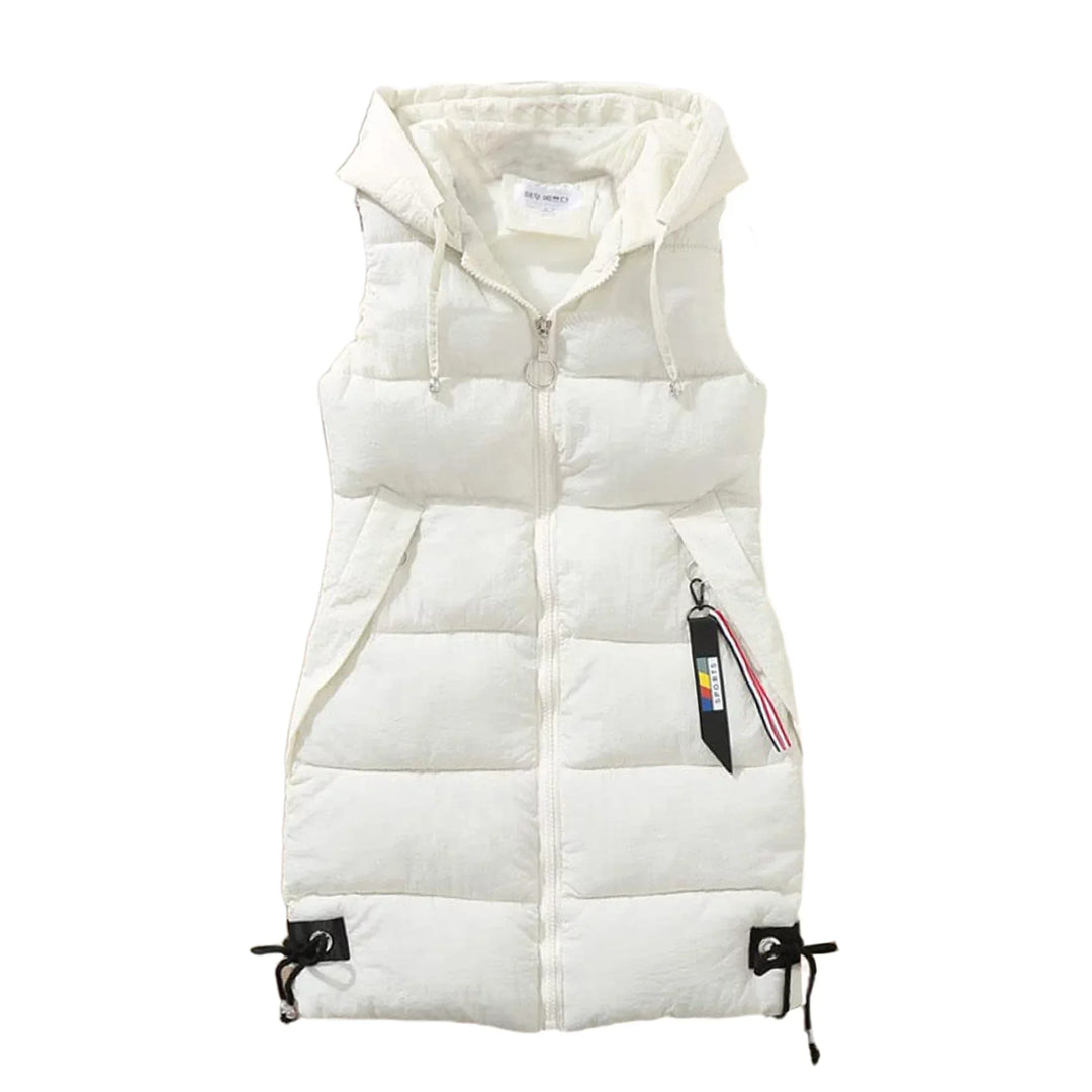 Dames bodywarmer vest met handige afneembare capuchon voor alle seizoenen.