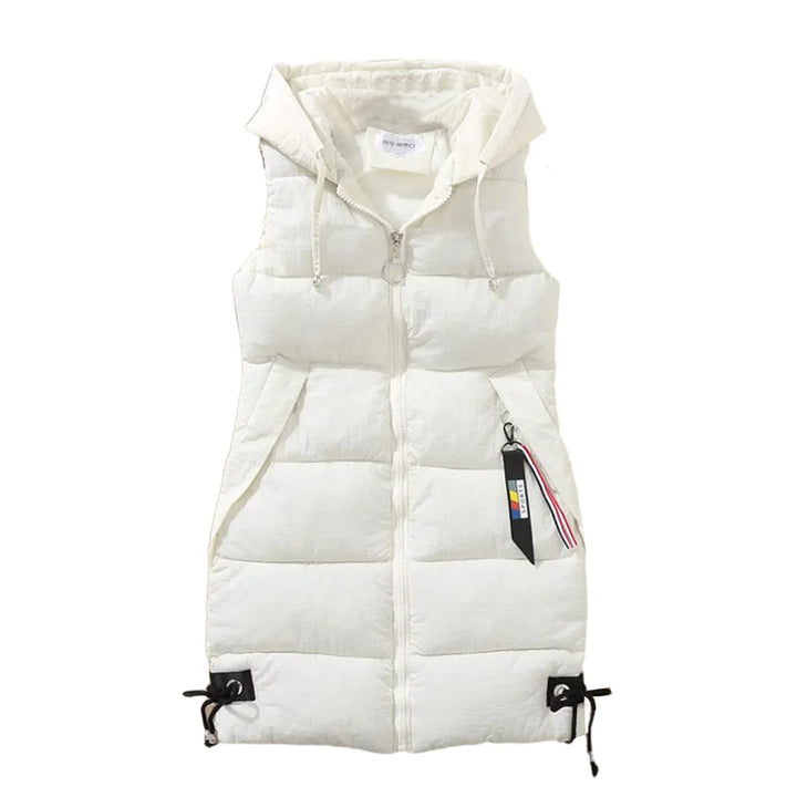 Dames bodywarmer vest met handige afneembare capuchon voor alle seizoenen.