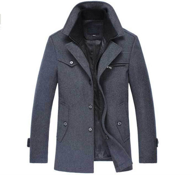 Elegante heren winter piekjas, dubbelzijdig en warm, perfect voor een stijlvolle wintermode look.