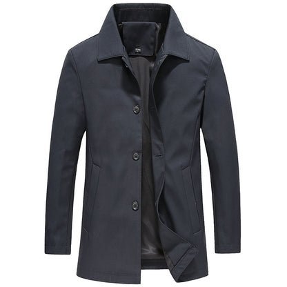 "Winddichte lange herenjas in effen kleuren, herfststijl, trendy en stijlvol voor de moderne man, perfecte pasvorm"
