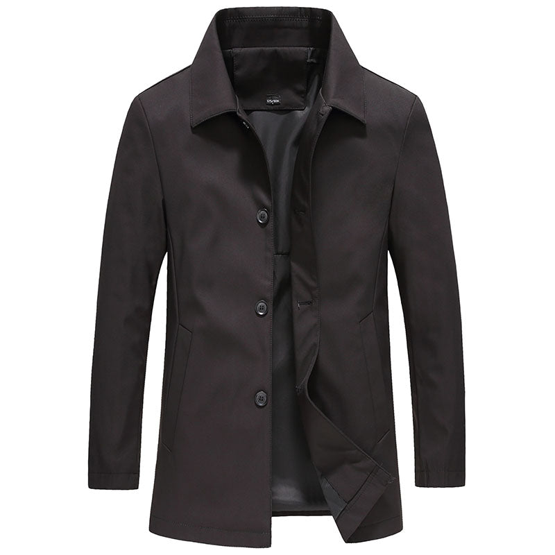 "Winddichte lange herenjas in effen kleuren, herfststijl, trendy en stijlvol voor de moderne man, perfecte pasvorm"