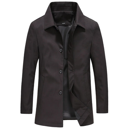 "Winddichte lange herenjas in effen kleuren, herfststijl, trendy en stijlvol voor de moderne man, perfecte pasvorm"