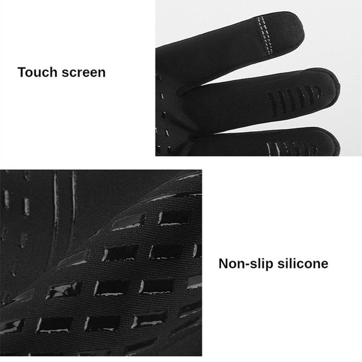 Gedetailleerde foto van thermische unisex winterhandschoenen; toont waterbestendig materiaal en warme voering.