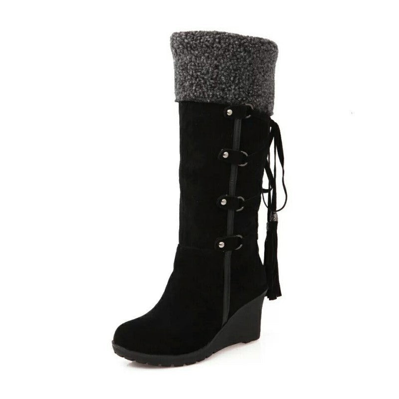 Dames sleehak laarzen, bruin, met warme voering. De perfecte mix van comfort en winterstijl.