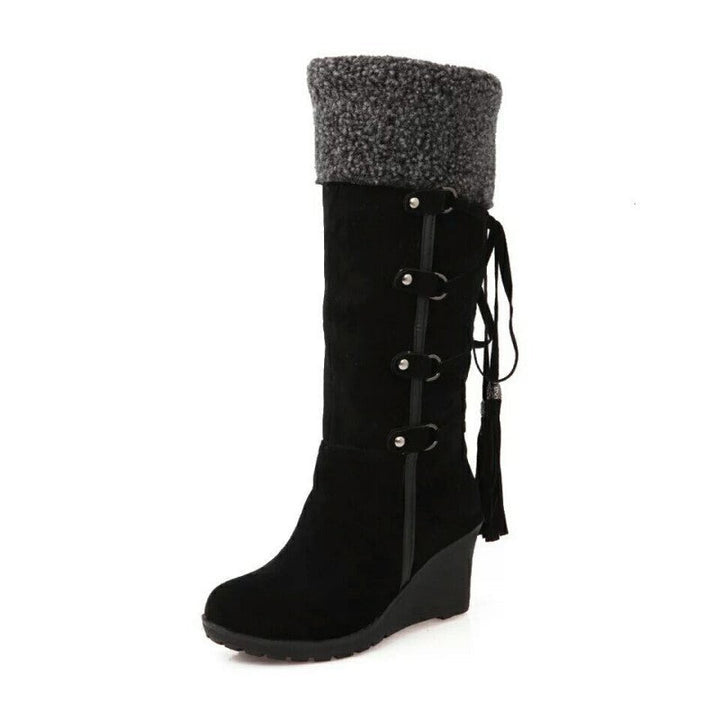 Dames sleehak laarzen, bruin, met warme voering. De perfecte mix van comfort en winterstijl.