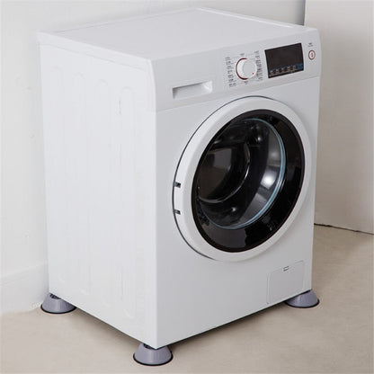 "Wit-grijze absorberende wasmachine pads, dempen geluid en trillingen, beschermen vloer, set van vier, eenvoudig te plaatsen.