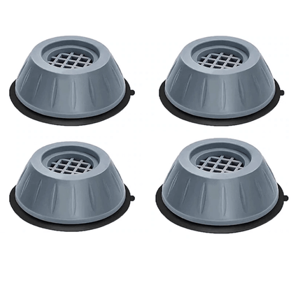 "Wit-grijze absorberende wasmachine pads, dempen geluid en trillingen, beschermen vloer, set van vier, eenvoudig te plaatsen.