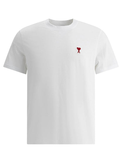 Wit heren T-shirt van 100% katoen, klassieke pasvorm, korte mouwen en minimalistisch borduurwerk voor alle gelegenheden.