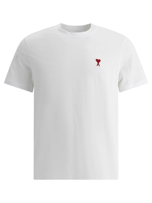 Wit heren T-shirt van 100% katoen, klassieke pasvorm, korte mouwen en minimalistisch borduurwerk voor alle gelegenheden.