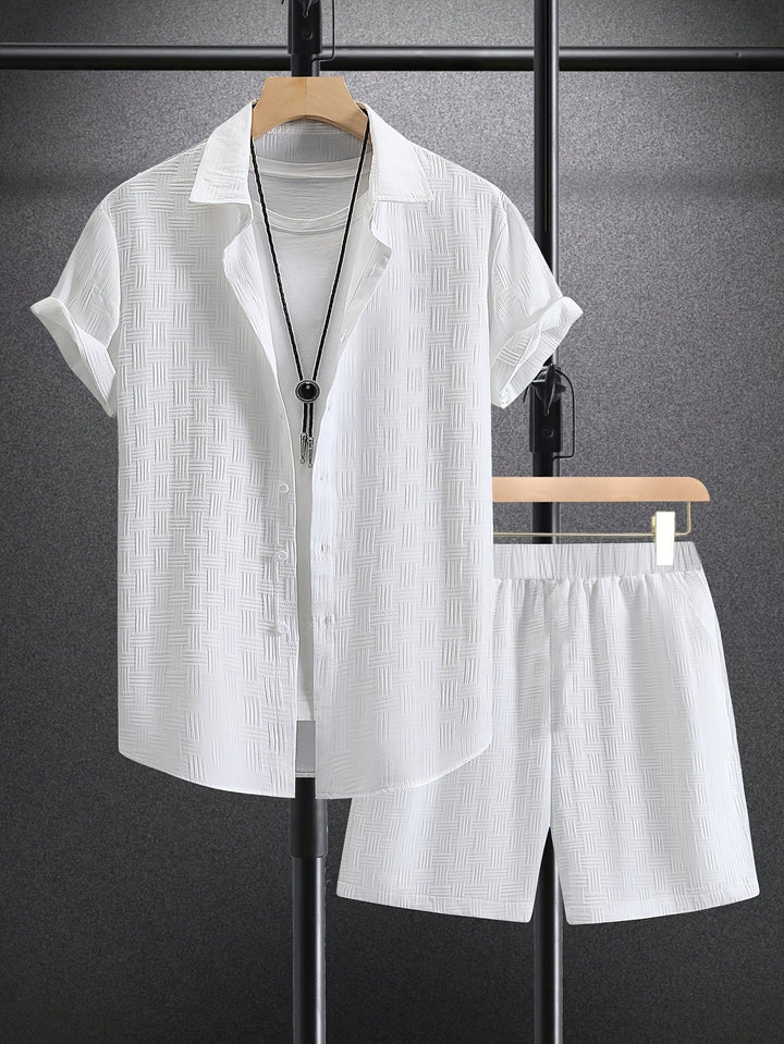 Elegante heren 2-delige outfitset, stijlvol en veelzijdig. Ideaal voor zowel casual als geklede zomeroutfits.
