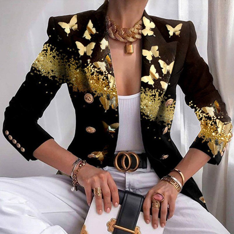 Close-up van de stoffen textuur van de elegante dames blazer. Trendy en veelzijdig jasje, perfect voor een chique look.