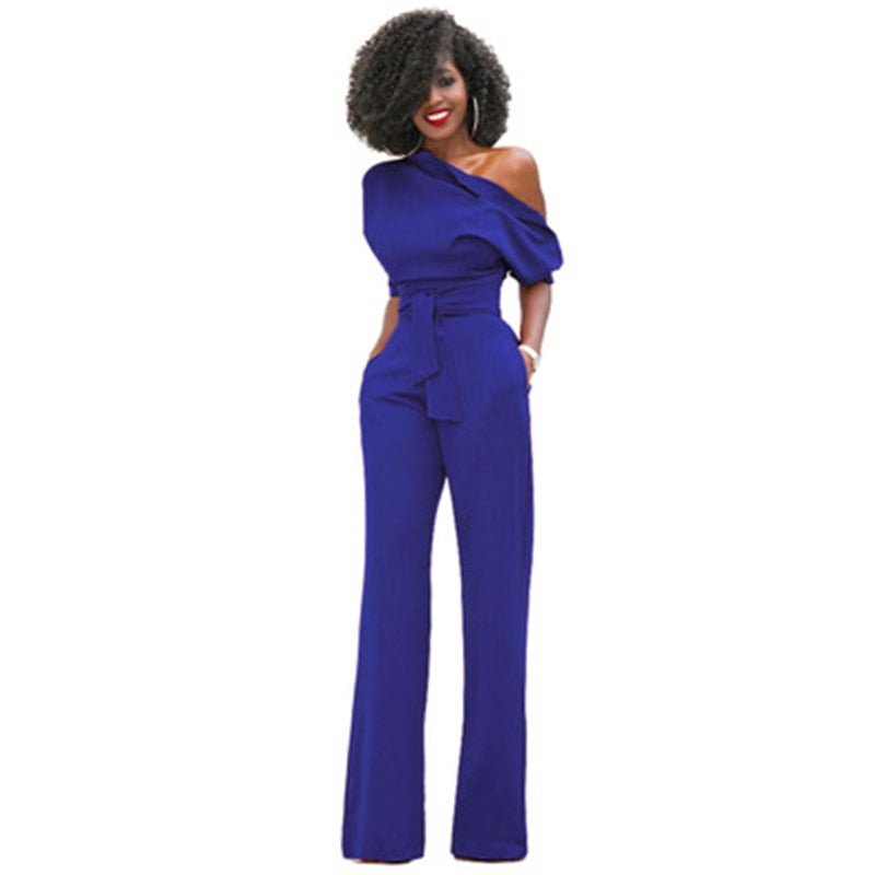 Modieuze effen bodycon dames jumpsuit, accentueert het figuur met stijl en elegantie.