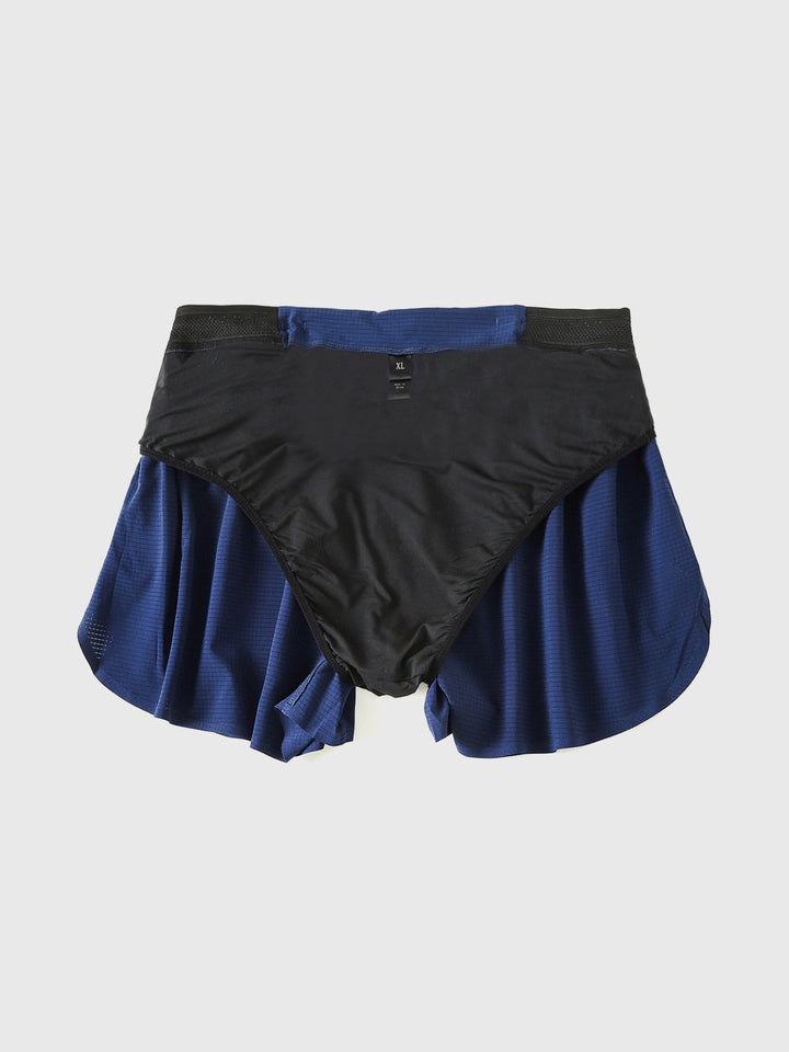 Comfortabele heren VelozFit sportshorts met anti-schuur technologie, essentieel voor lange afstanden.