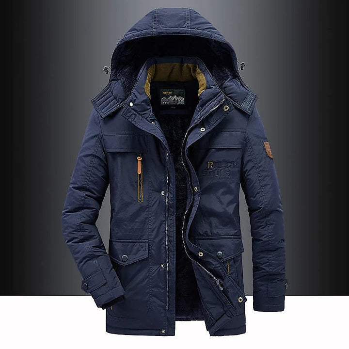 Comfortabele heren parka Leventis, ideale warme winterjas met fleece-voering voor koude dagen. Essentiële buitenkleding.