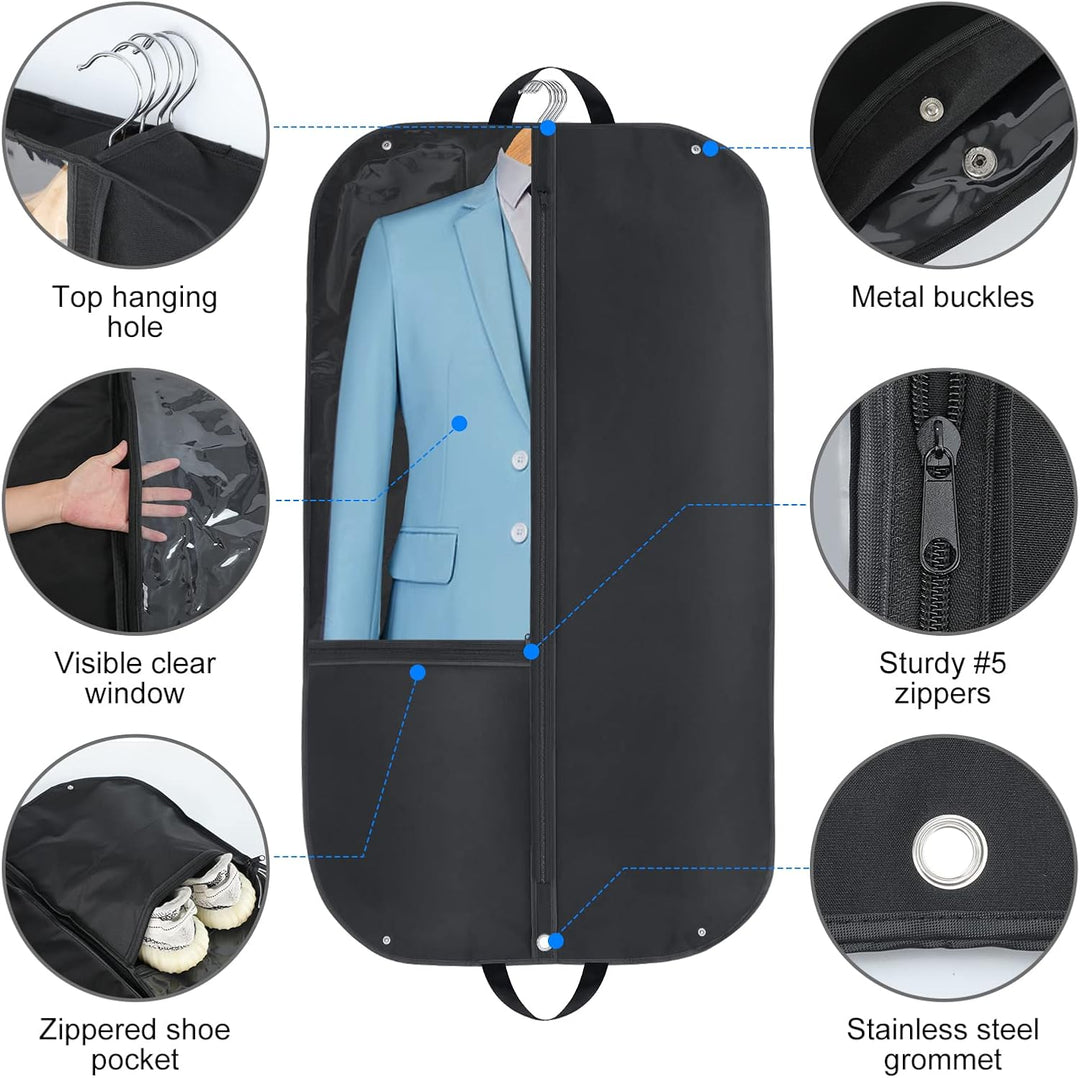 Set van 2 waterdichte Oxford kledinghoezen, duurzaam voor reis- en garderobegebruik, beschermt alle kleding.
