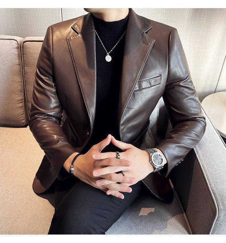 Chique leren heren blazer, de Maverik, voor een elegante en tijdloze uitstraling bij elke gelegenheid.