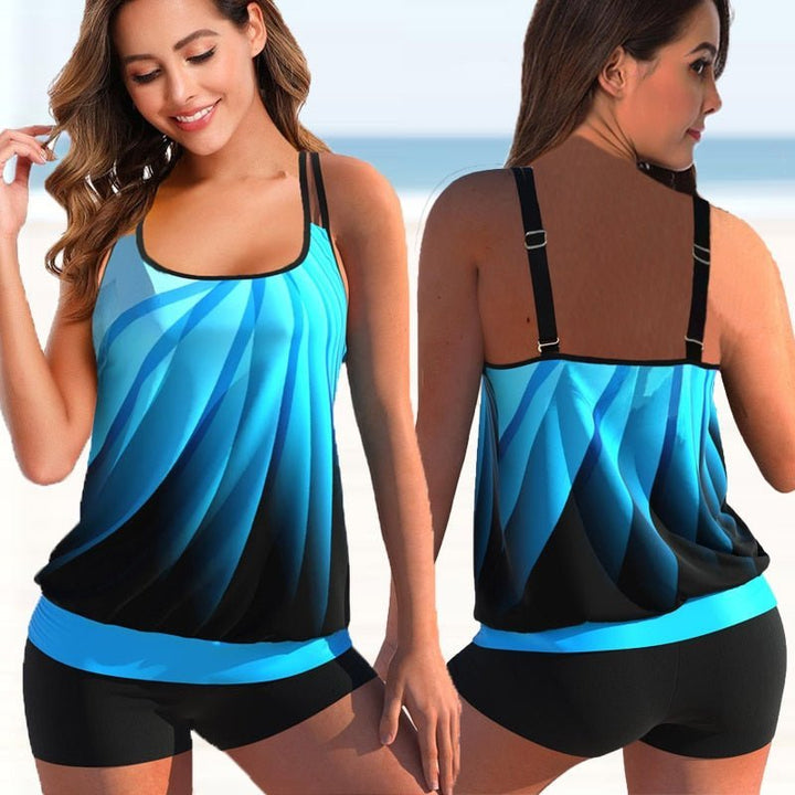 Detail van het comfortabele broekje van de Marielle plus size tankini set voor dames.