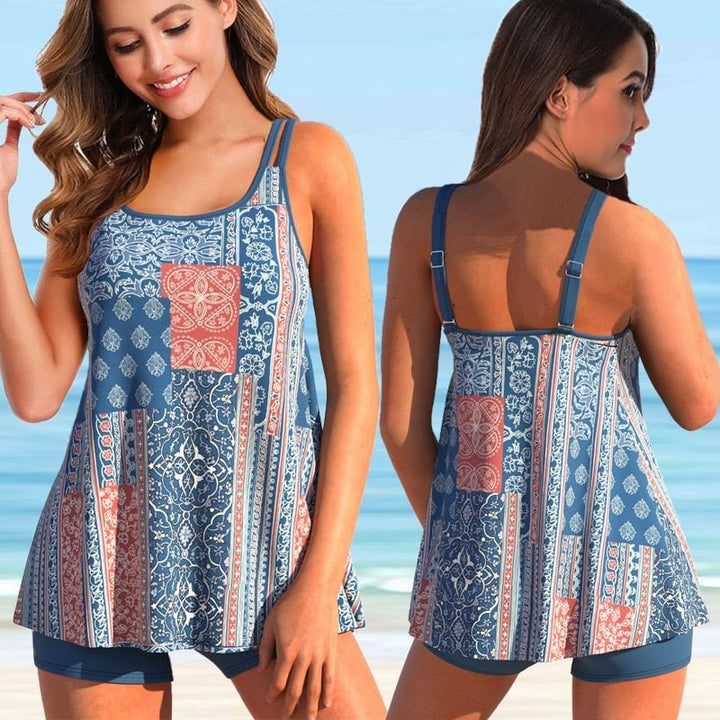 Volledige weergave van de Marielle plus size tankini set voor dames, stijlvol & ondersteunend.