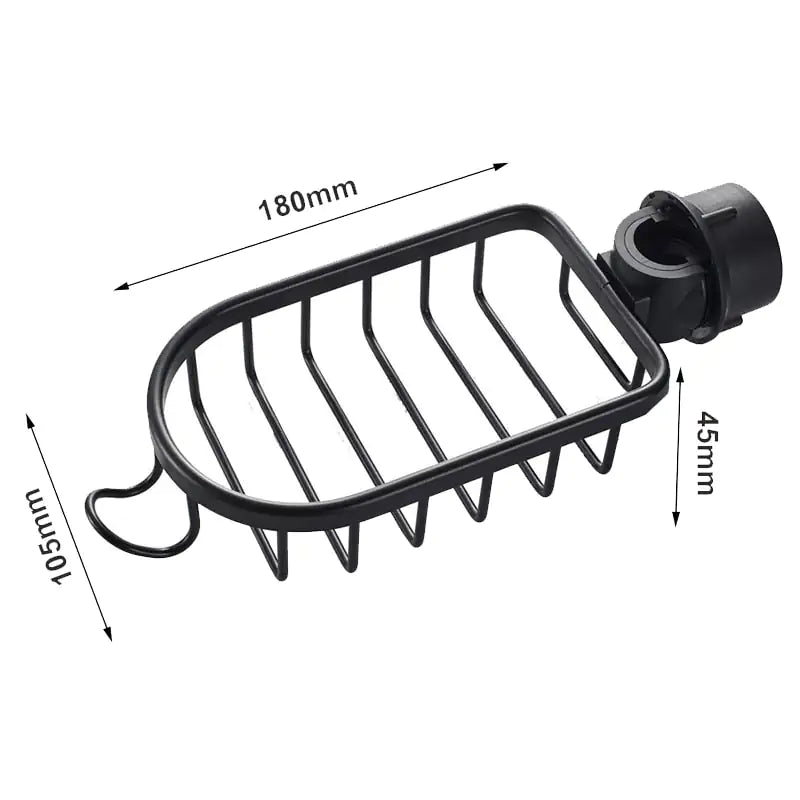 Zwart AquaGrip doucherekje, roestvrij en modern design, perfect voor georganiseerde douche accessoires.