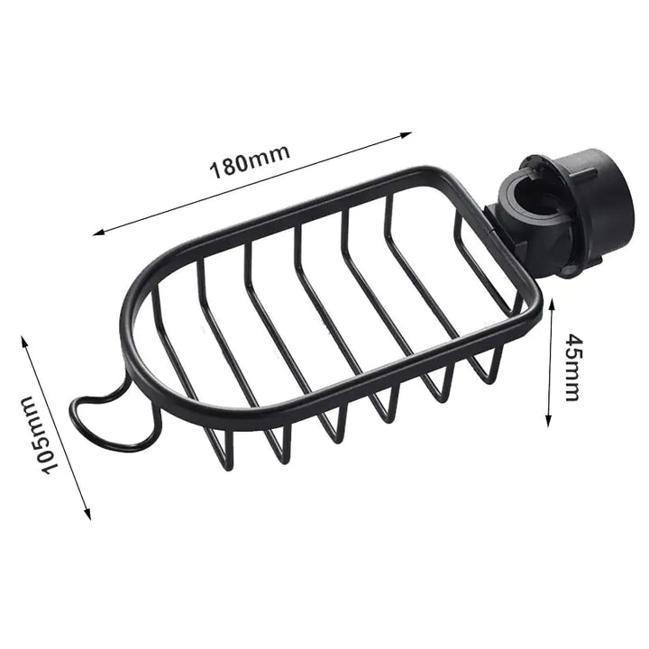 Zwart AquaGrip doucherekje, roestvrij en modern design, perfect voor georganiseerde douche accessoires.