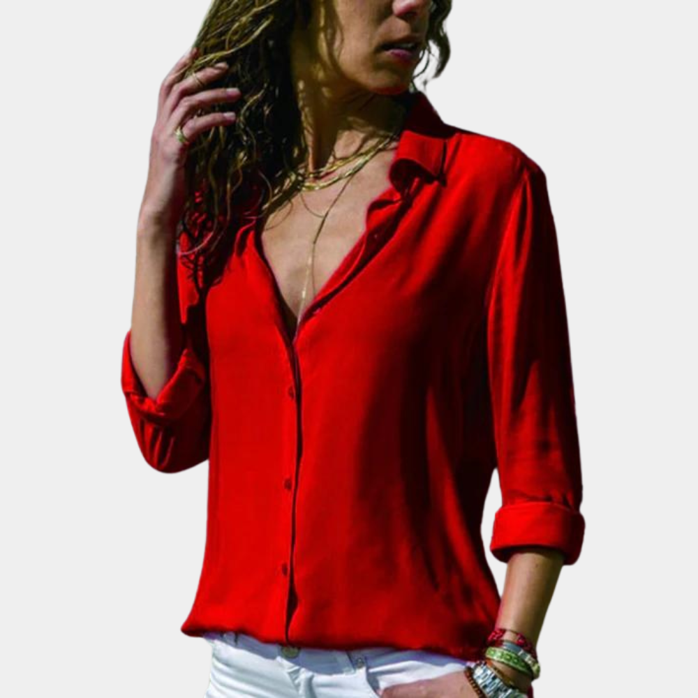 "Zomers gele damesblouse, comfortabel en elegant, gemaakt van ademend katoen, geschikt voor diverse gelegenheden."