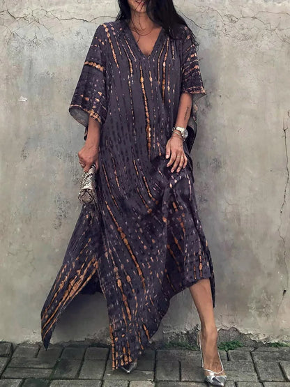 "Zomerse Janne kaftan maxi jurk voor dames, elegant design met exotische flair, ideaal voor zonnige dagen."