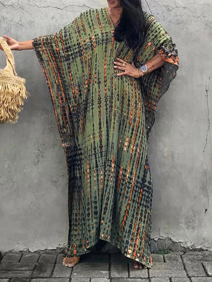 "Zomerse Janne kaftan maxi jurk voor dames, elegant design met exotische flair, ideaal voor zonnige dagen."