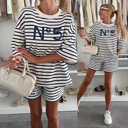 "Zomerset voor dames, luchtige pasvorm, strepen, Riviera Comfort Duo zijaanzicht, ideaal voor warm weer, casual chic."