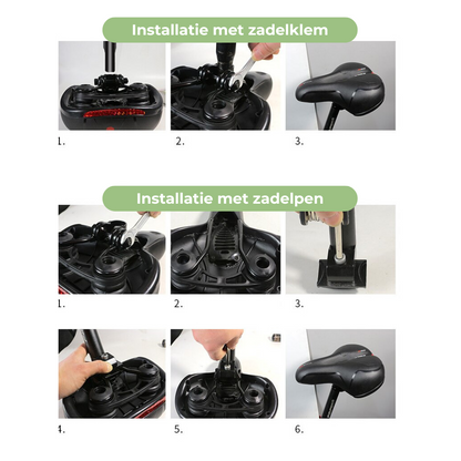 "Zwart ergonomisch fietszadel met universele pasvorm, schokabsorberende vering en comfortabel PE schuim voor lange ritten."