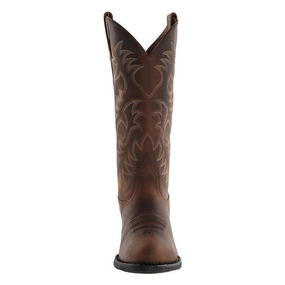 "Zwarte en bruine heren cowboylaarzen van rundleer met spitse neuzen en stijlvolle stiksels voor een klassieke western look."